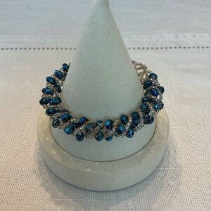 Sapphire Blue Iridescent Faceted Bead Bracelet